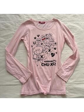 Chu XXX Pink Kawaii Bear Graphic Long Sleeve Top Gyaru Size S Japan